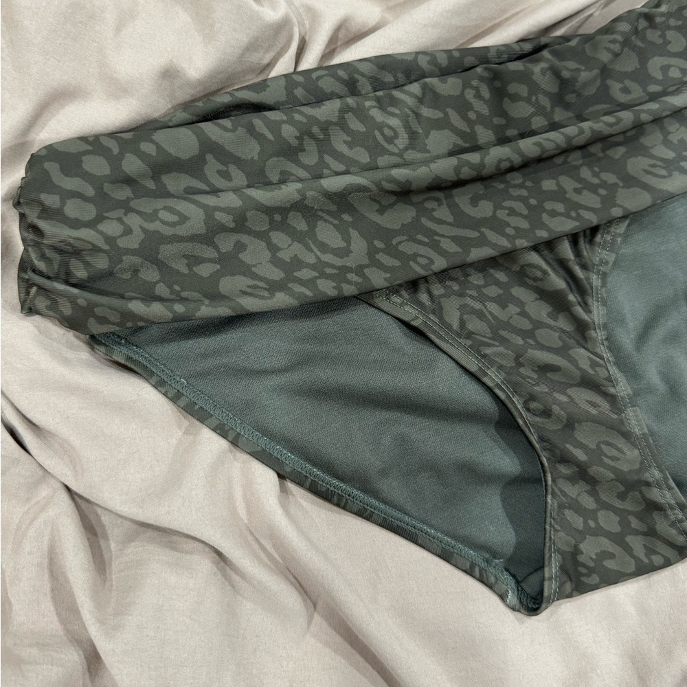 green leopard fold over bikini bottoms